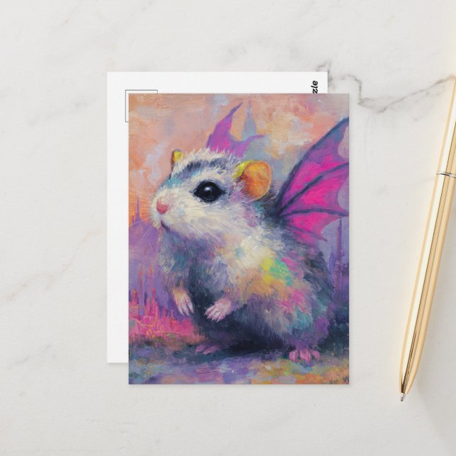 Süßer Hamster-Drache Postkarte (Vorderseite/Rückseite Beispiel)