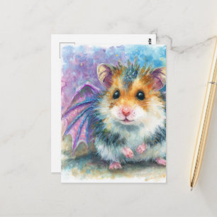 Süßer Hamster-Drache Wasserfarbe Postkarte
