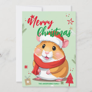 Süßer Hamster Santa Weihnachtsfeiertag Familiennam Feiertagskarte