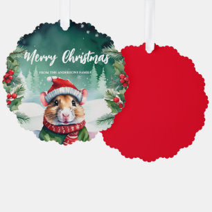 Süßer Hamster Weihnachtsmann Weihnachten Feier Fam Ornament Karte