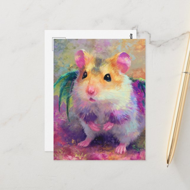 Süßer Hamsterdrache Postkarte (Vorderseite/Rückseite Beispiel)