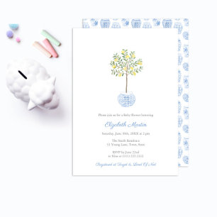 Süßer handgemalter Zitronenbaum Junge Baby Shower Einladung
