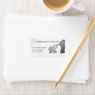  Süßer handgezeichneter Elefant, kleines Erdnüssch Adressaufkleber