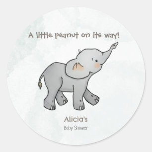 Süßer handgezeichneter Elefant Little Peanut auf Runder Aufkleber