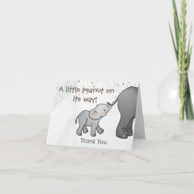 Süßer handgezeichneter Elefant Little Peanut Danke (Vorderseite)