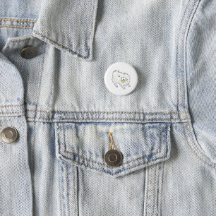 Süßer handgezeichneter flauschiger weißer Hund häl Button