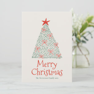 Süßer handgezeichneter Frohe Weihnachtsbaum Feiertagskarte