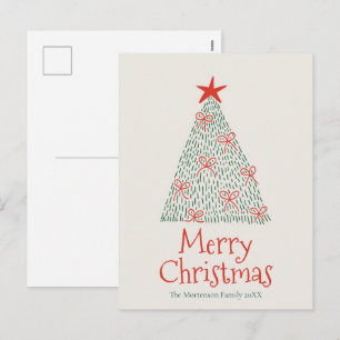 Süßer handgezeichneter Frohe Weihnachtsbaum Feiertagspostkarte