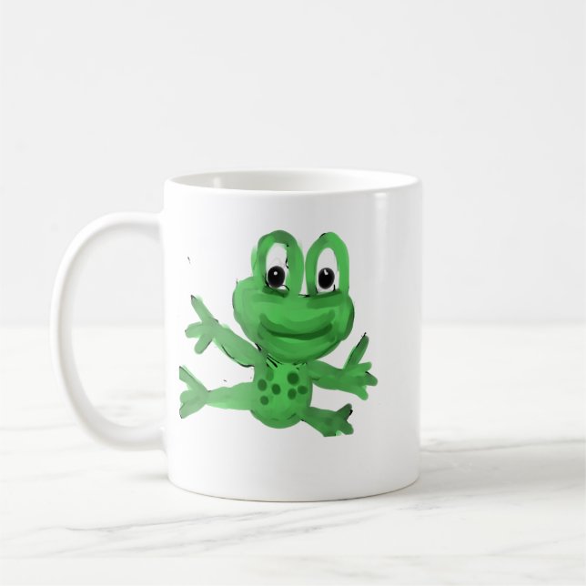 Süßer handgezeichneter grüner Frosch Kaffeetasse (Links)