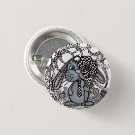 Süßer handgezeichneter Hase Kaninchen Zen Doodle P Button