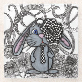Süßer handgezeichneter Hase Kaninchen Zen Doodle U Glasuntersetzer