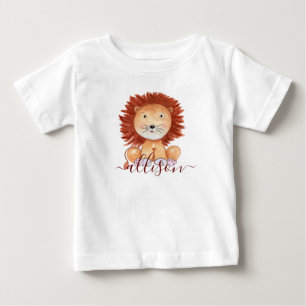Süßer handgezeichneter Löwe personalisiert für Kin Baby T-shirt