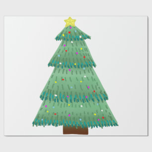 Süßer handgezeichneter Weihnachtsbaum als Feiertag Geschenkpapier