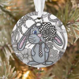 Süßer handgezeichneter Zen-Doodle-Hasen-Acrylschni Ornament