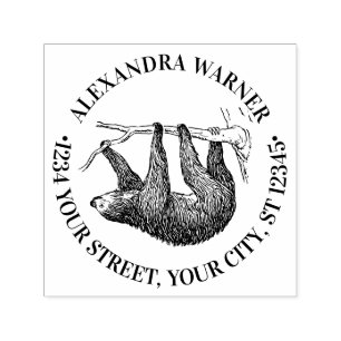 Süßer hängender Faultier #2 Name Rücksendeadresse  Permastempel