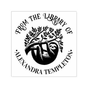 Süßer hängender Faultier #3 Bibliotheksbuchname Permastempel