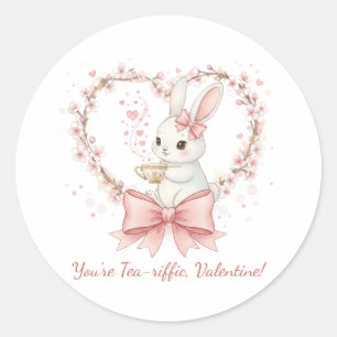 Süßer Häschen-Tea-riffic-Valentinstag-Aufkleber Runder Aufkleber