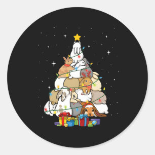 Süßer Häschen-Weihnachtsbaum Runder Aufkleber