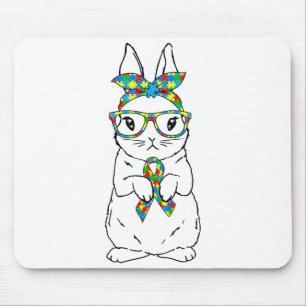 Süßer Hase Autismus-Bewusstsein Brille Ostern Hase Mousepad