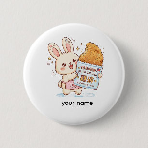 Süßer Hase isst taiwanesisches frittiertes Hähnche Button