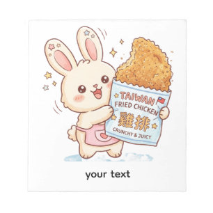 Süßer Hase isst taiwanesisches frittiertes Hähnche Notizblock