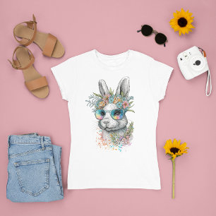 Süßer Hase mit Brille Wasserfarbe Ostertag T-Shirt