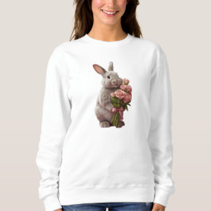 „Süßer Hase mit rosa Rosen“ Ansprechendes Art Desi Sweatshirt
