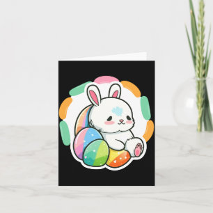 Süßer Hase Ostern Regenbogen Eier Cartoon Frühling Karte