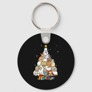 Süßer Hase Weihnachtsbaum 1 Schlüsselanhänger