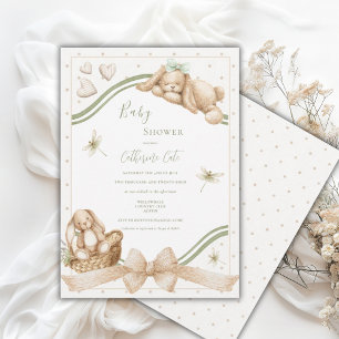 Süßer Hase Whimsical Vintage Babyparty Einladung