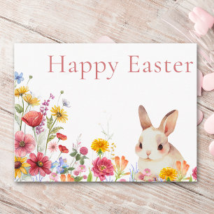 Süßer Hase & Wildblumen Frohe Ostern Hase Feiertagspostkarte