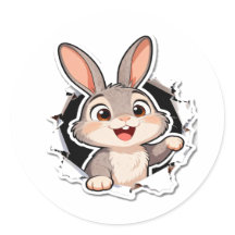Süßer Hase zerissenes Papier Aufkleber