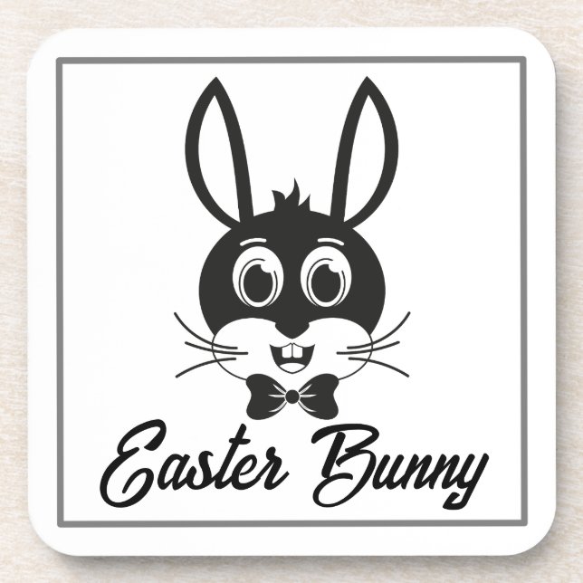 Süßer Hasengesicht-Junge Cartoon-Osterhase Getränkeuntersetzer (Vorderseite)