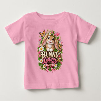 Süßer Hasenliebhaber Floral Cottage Garten Kaninch Baby T-shirt