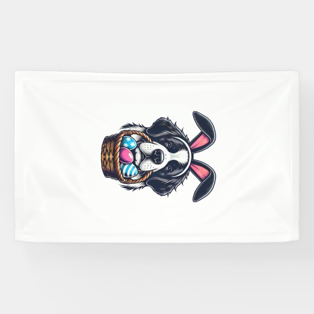 Süßer Hasenohren-Sankt-Bernhard-Hund-Ostern-Ei-Bes Banner (Horizontal)