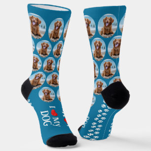 Süßer Haustierhund Teal Pfotenabdrücke Personalisi Socken