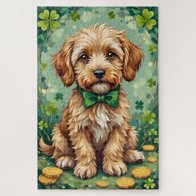 Süßer Havanese Hund am St. Patrick's Day Puzzle (Vertikal)