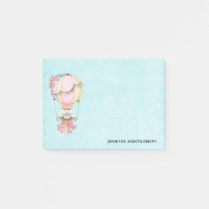 Süßer Heißluftballon mit Bär-Aquarell Post-it Klebezettel