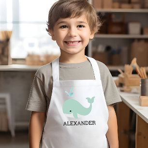 Süßer hellgrüner Wal personalisiert Kinderschürze