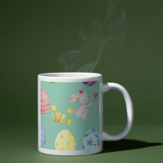 Süßer hellgrüner Wasserfarben-Osterhase Kaffeetasse (Von Creator hochgeladen)