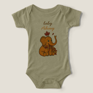 Süßer Herbst-Baby-Elefant mit Herbstlaub Baby
