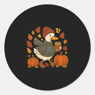 Süßer Herbst-Enten-Kürbis-Gewürz-Latte-Herbstkaffe Runder Aufkleber