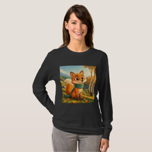 Süßer Herbst Fuchs Schal Langarm T-Shirt