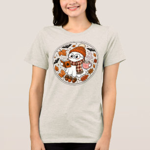 Süßer Herbst-Halloween-Geist mit heißer Schokolade Tri-Blend Shirt