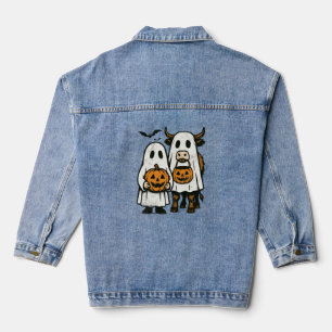 Süßer Herbst Highland-Kuh-Geist Halloween 2 Jeansjacke