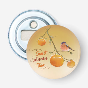 Süßer Herbst Orange Persimmon Frucht & Bird Flaschenöffner