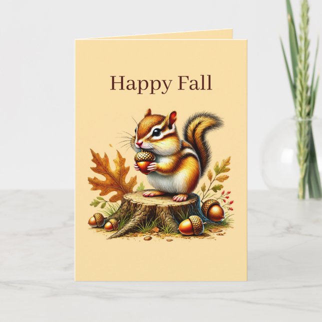 Süßer Herbst-Saison anpassbarer Chipmunk Karte (Vorderseite)
