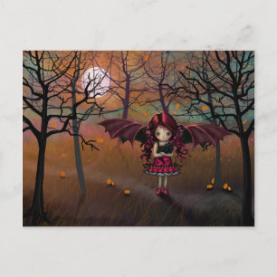 Süßer Herbst-Vampir und schwarze Katze Postkarte