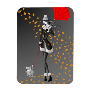 Süßer Herbst verlässt Winterhundespaziergang Magnet