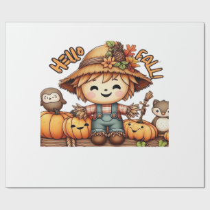 Süßer Herbst-Vogelscheuche mit Kürbissen Oversized Geschenkpapier